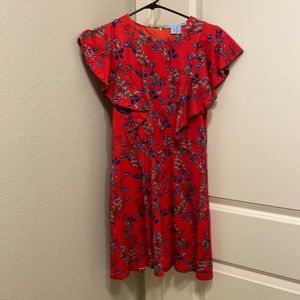 Draper James red floral flutter sleeve dress